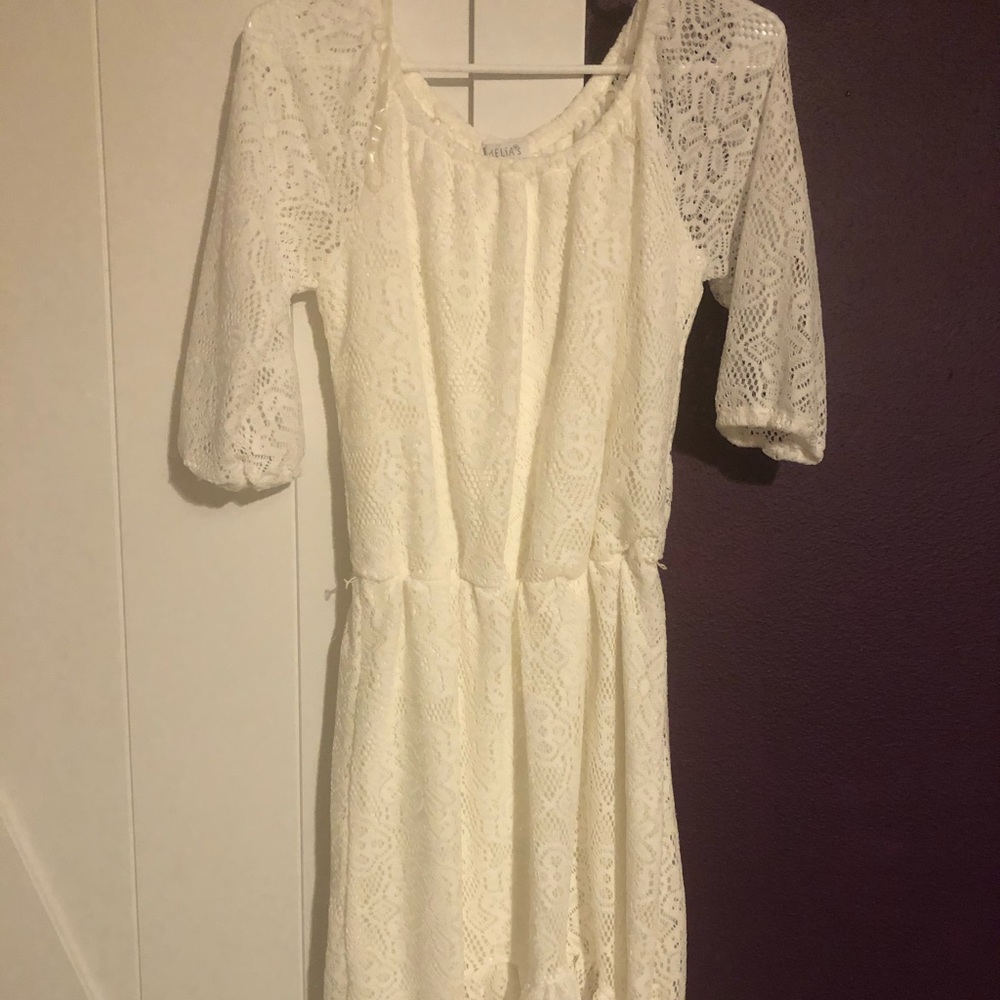 Lace ivory hi-low dress
